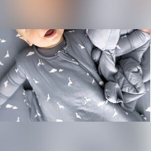 Kids Pajamas Set in Blue dinosaurs  gunamuna sleep sack crib sheet set 18 24 mo